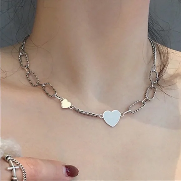 NEW HEART 925 STERLING SILVER NECKLACE, NICE NECKLACE, CUTE NECKLACE - Picture 1 of 6